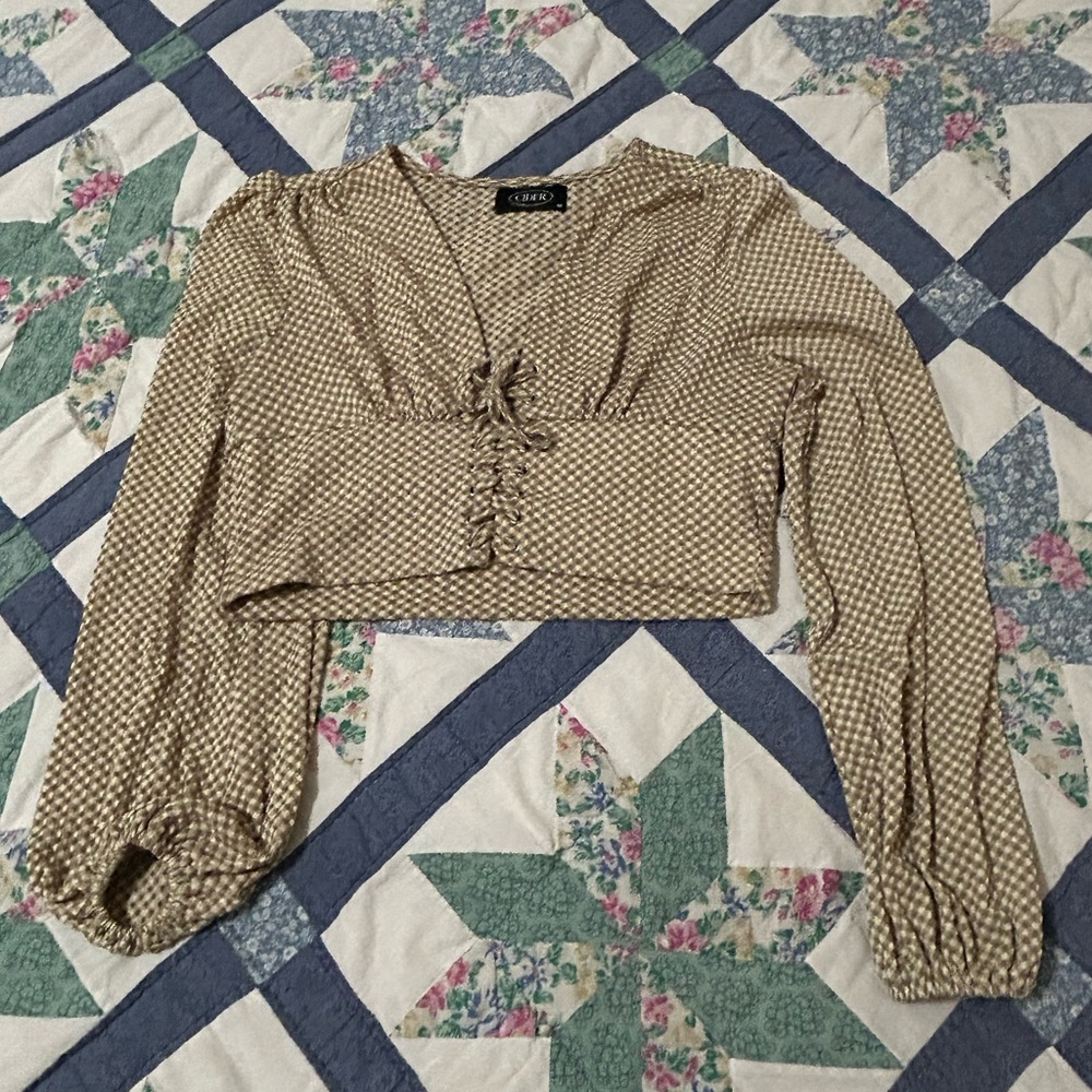 long sleeve boho crop top
